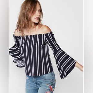 Express navy off the shoulder top